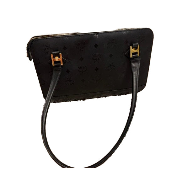 Mcm nylon/leather black vintage visetos shoulder bag.