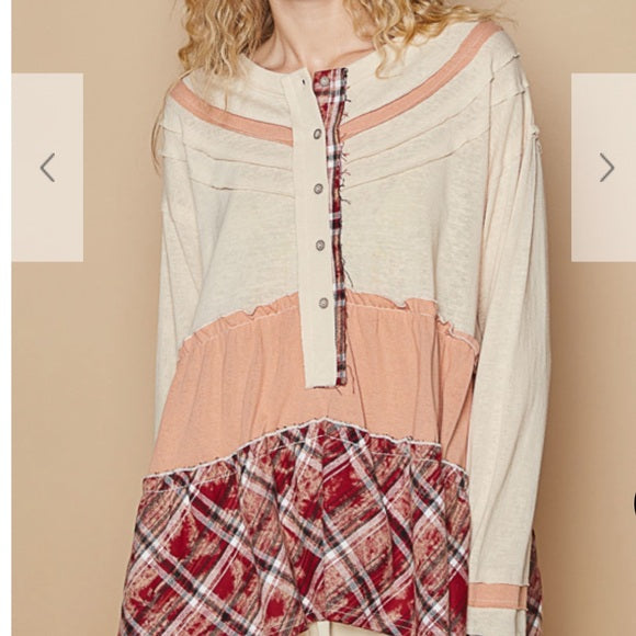 Pol Cream/Multi Round Neck Full Sleeve Top. Various Sizes. NWT.