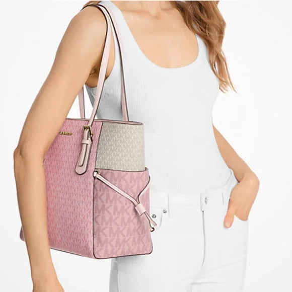 MK Voyager Large Color-Block Signature Logo Tote Bag. Powder Blush Multi. NWT