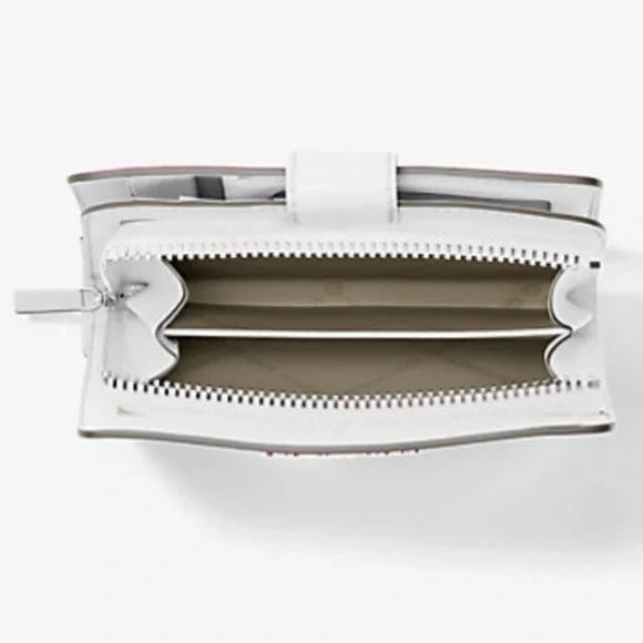 MK Jet Set Travel Medium Printed Sig. Logo. Bi-Fold Wallet Dragonfruit NWT