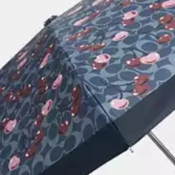 Coach Uv Protection Mini Umbrella In Signature Cherry Print. NWT