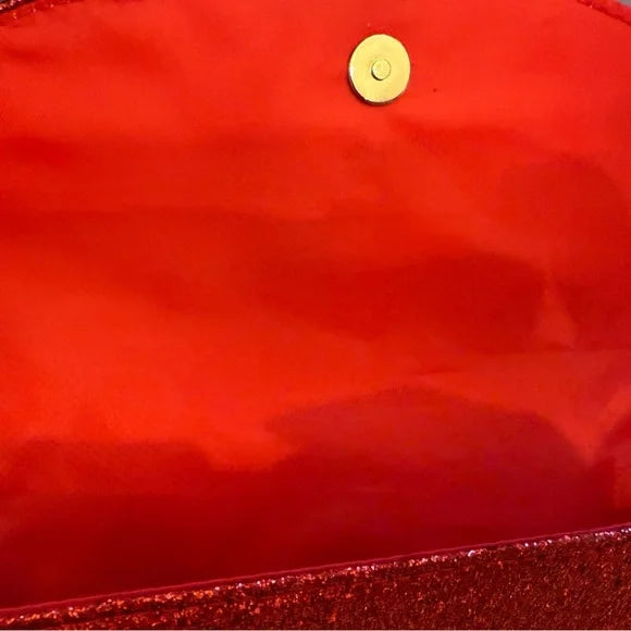 Jimmy Choo Parfums Red Shimmer Glitter Clutch Crossbody Evening Bag NWT
