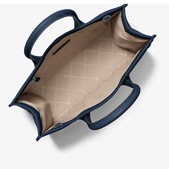 Michael Kors MIRELLA MEDIUM PEBBLED NAVY LEATHER TOTE BAG NWT