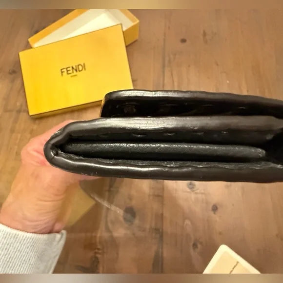 Fendi Continental Cuoio Romano Leather Long Wallet Excellent Condition Box & COA