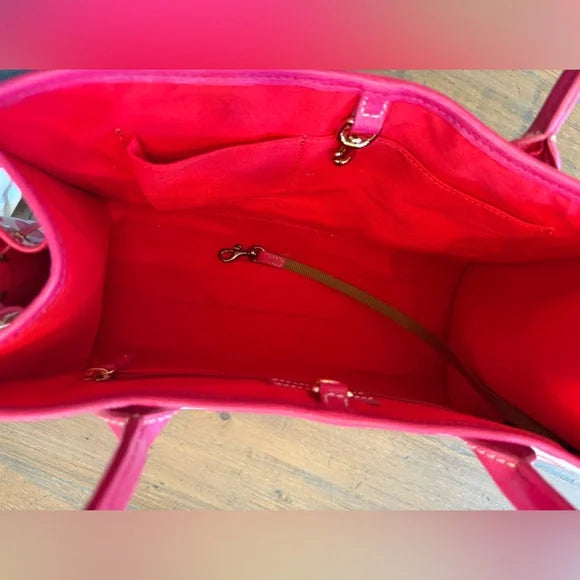 Dooney and Bourke Hot Pink Polka Dot Leather Tote Excellent Condition.