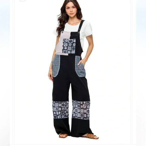 Yak & Yeti Boho Color block Lace Appliqué Overall. Various Sizes. NWT.