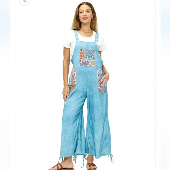 Yak & Yeti Boho Sky Floral Mandala Patchwork Overall. Various Sizes. NWT.