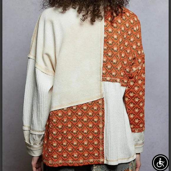 Pol Cream/Multi Block Thermal Top. Various Sizes. NWT.