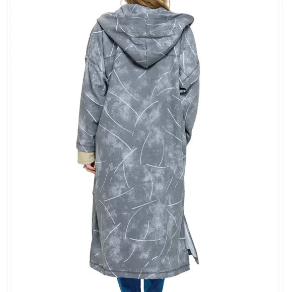 Yak & Yeti Gray Long Jacket Patchwork Stitching Tie Dye Design. Various Sizing