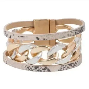 SAACHI Strongest Link Leather Bracelet.