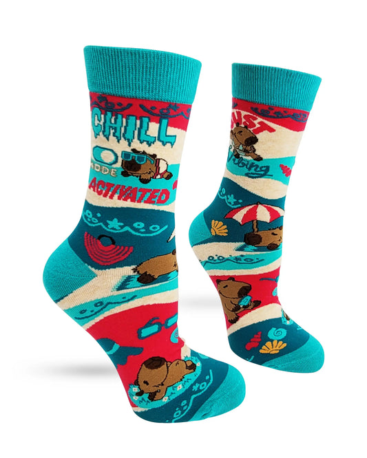 FD30 | Fabdaz Women's Novelty Crew Socks | Chill Mode Activated  | Size 5-10