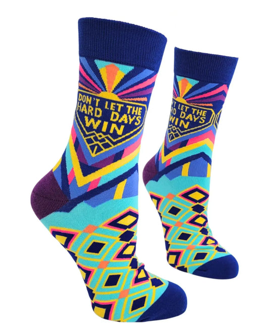 FD44 | Fabdaz Women's Novelty Crew Socks | Don’t Let Hard Days Win  | Size 5-10
