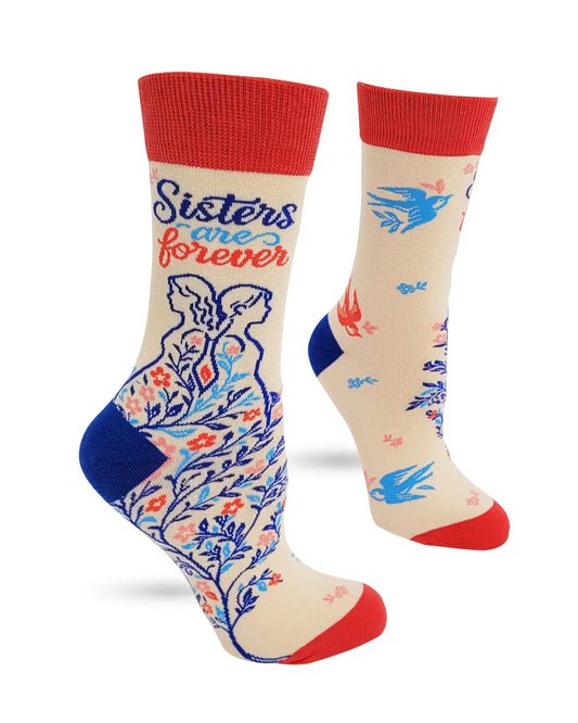 FD40 | Fabdaz Women's Novelty Crew Socks | Sisters Are Forever  | Size 5-10