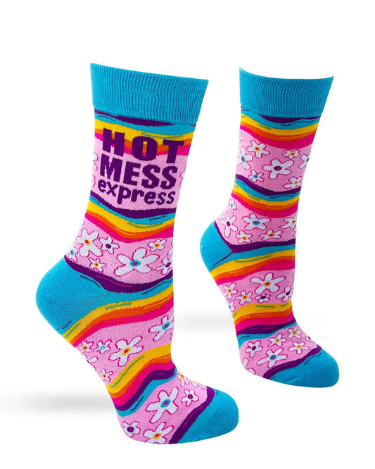 FD39 | Fabdaz Women's Novelty Crew Socks | Hot Mess Express  | Size 5-10