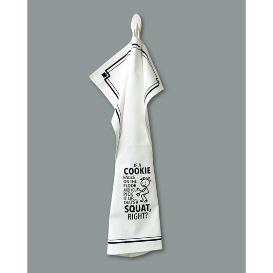 FD19 | Fabdaz If a Cookie Falls on the Floor Funny Kitchen Towel | White / Black | 18x28