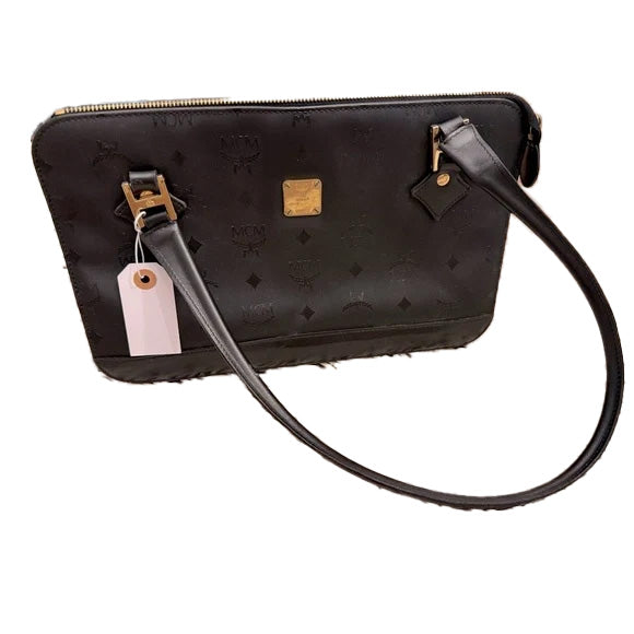 Mcm nylon/leather black vintage visetos shoulder bag.