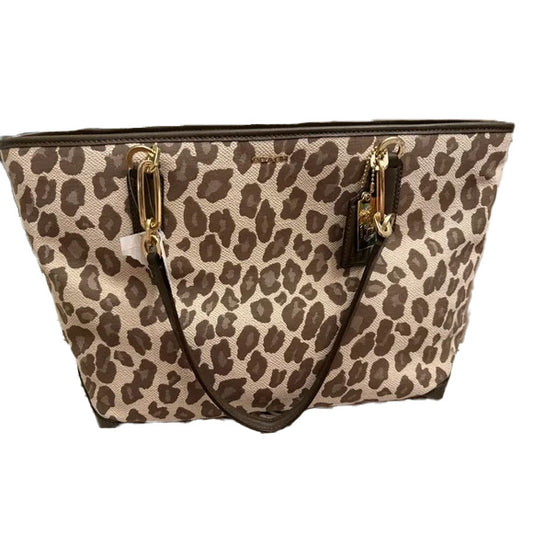 Coach light chestnut jaguar print canvas tote. NWT.