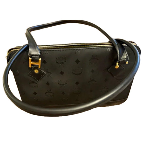 Mcm nylon/leather black vintage visetos shoulder bag.