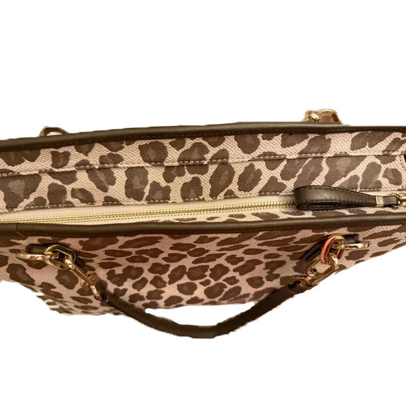 Coach light chestnut jaguar print canvas tote. NWT.