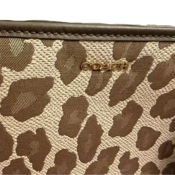 Coach light chestnut jaguar print canvas tote. NWT.