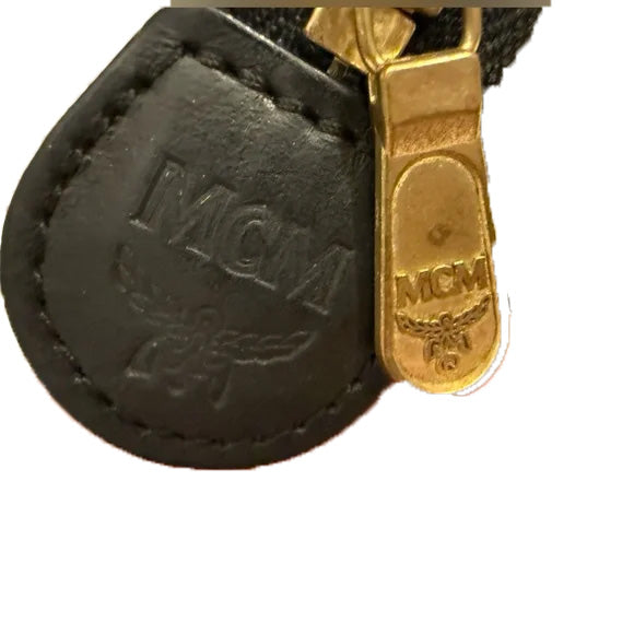 Mcm nylon/leather black vintage visetos shoulder bag.