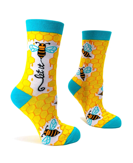 FD35 | Fabdaz Women's Novelty Crew Socks | Let it Bee  | Size 5-10