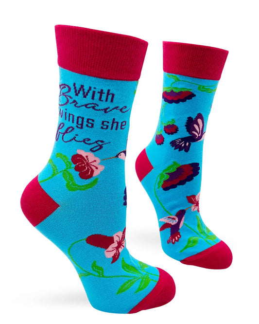 FD37 | Fabdaz Women's Novelty Crew Socks | With Brave Wings  | Size 5-10