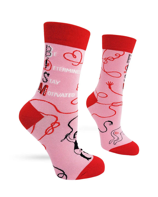 FD42 | Fabdaz Women's Novelty Crew Socks | Be Determined Stay Mtvtd  | Size 5-10