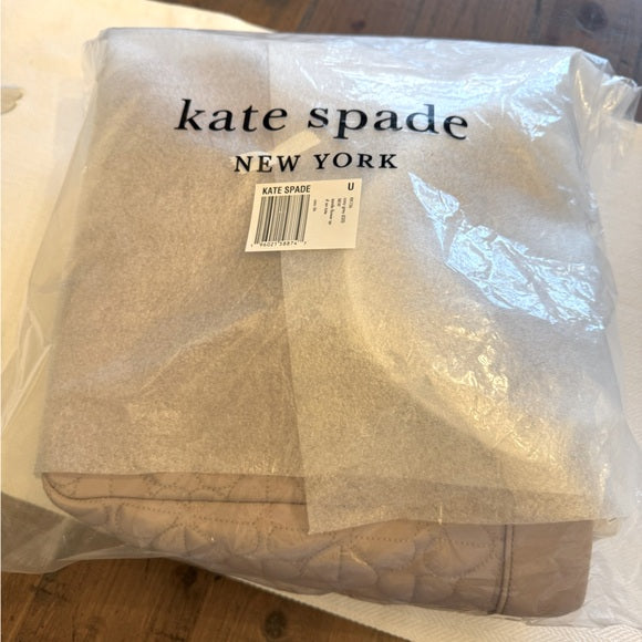 Kate Spade Flower Quilted Fabric Medium Tote Cozy Grey NEW WITH TAGS