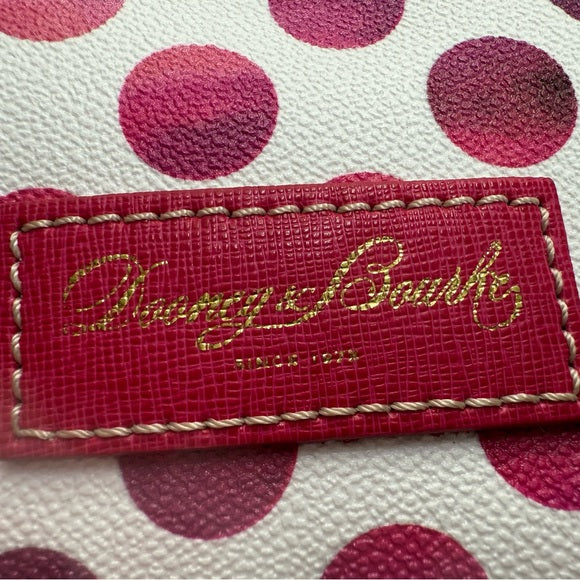 Dooney and Bourke Hot Pink Polka Dot Leather Tote Excellent Condition.