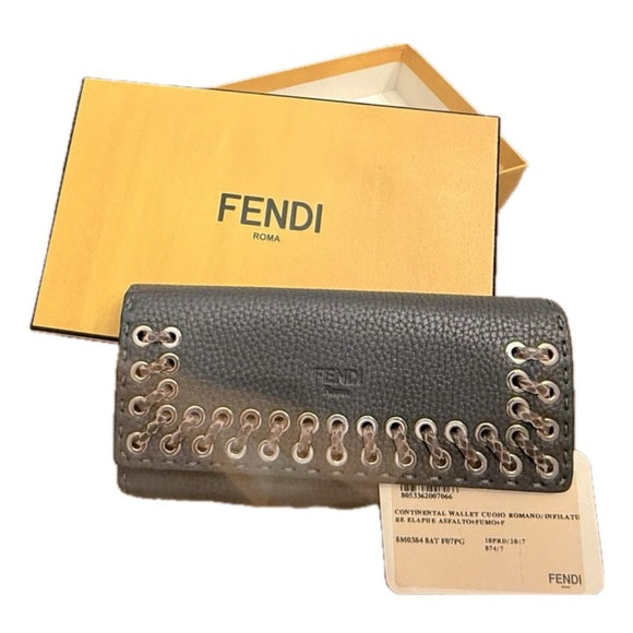 Fendi Continental Cuoio Romano Leather Long Wallet Excellent Condition Box & COA