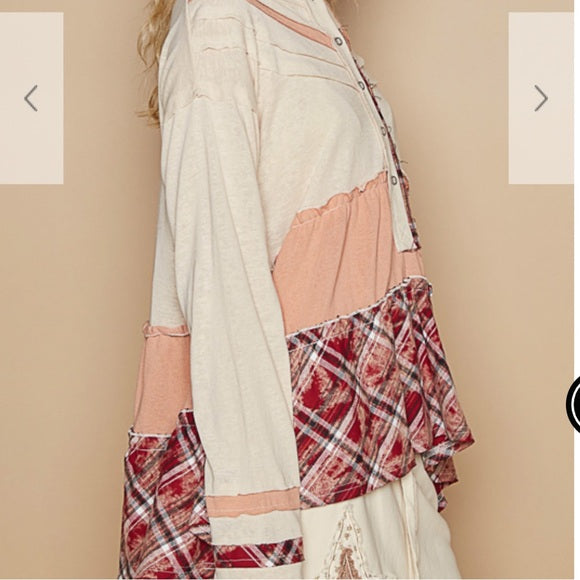 Pol Cream/Multi Round Neck Full Sleeve Top. Various Sizes. NWT.