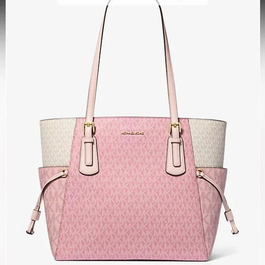 MK Voyager Large Color-Block Signature Logo Tote Bag. Powder Blush Multi. NWT