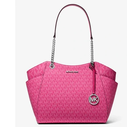 MK Jet Set Large Travel Signature Logo Shoulder Bag Dragonfruit multicolor NWT.