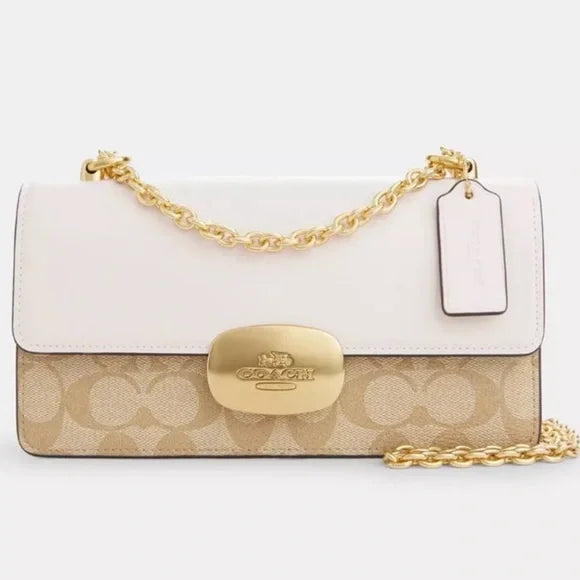 Coach Eliza Flap Crossbody and shoulder Bag In Signature Canvas khaki/chalk NWT