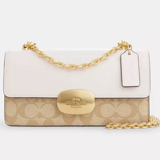 Coach Eliza Flap Crossbody and shoulder Bag In Signature Canvas khaki/chalk NWT