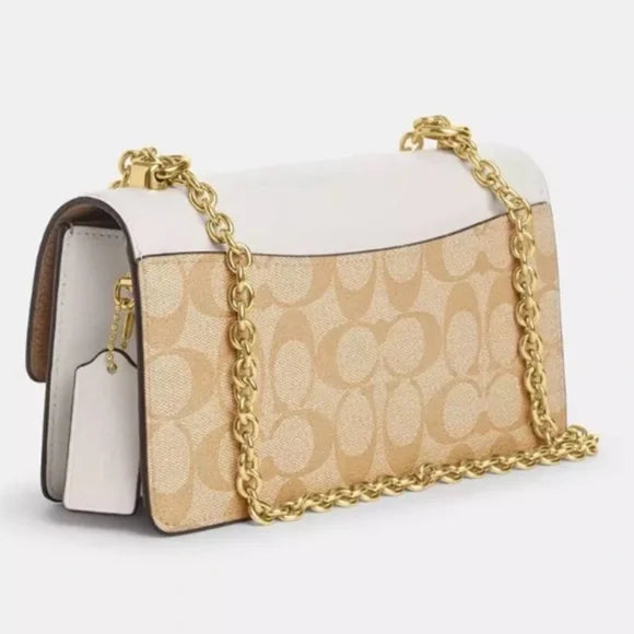 Coach Eliza Flap Crossbody and shoulder Bag In Signature Canvas khaki/chalk NWT