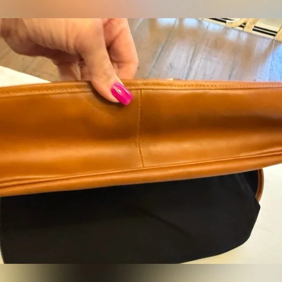 New York Leather Film Academy Messenger Bag chestnut brown black interior NWOT