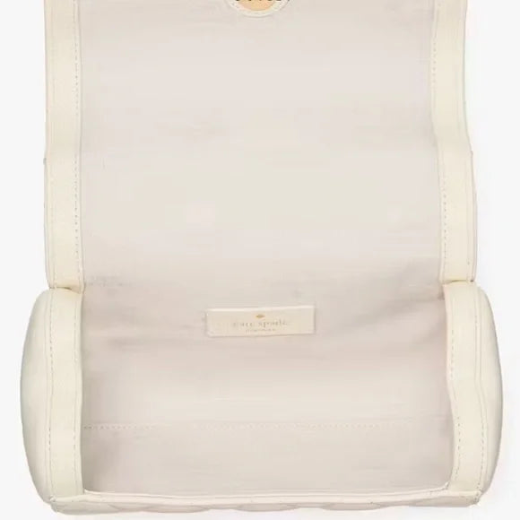 Kate Spade Heart Barrel Quilted Crossbody meringue color. NWT.