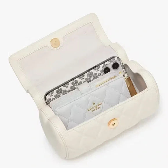 Kate Spade Heart Barrel Quilted Crossbody meringue color. NWT.
