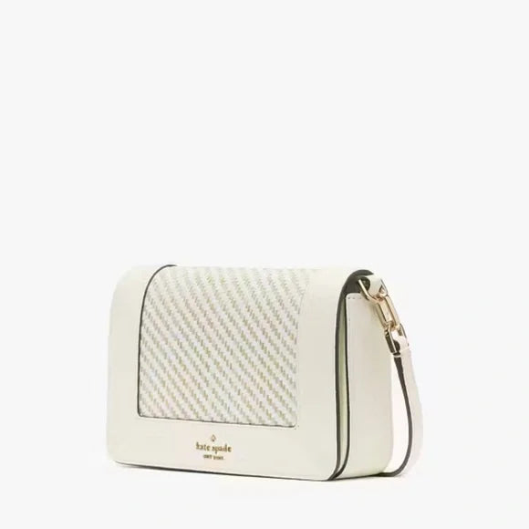 Kate Spade Lena Straw Mini Crossbody Meringue multi NWT