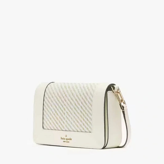 Kate Spade Lena Straw Mini Crossbody Meringue multi NWT