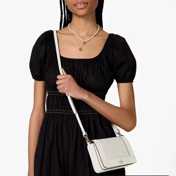 Kate Spade Lena Straw Mini Crossbody Meringue multi NWT