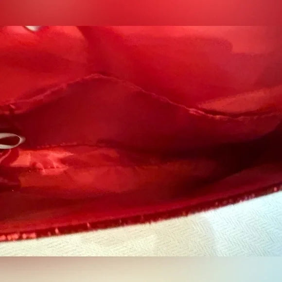 Jimmy Choo Parfums Red Shimmer Glitter Clutch Crossbody Evening Bag NWT