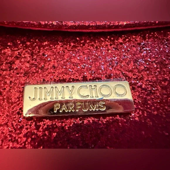 Jimmy Choo Parfums Red Shimmer Glitter Clutch Crossbody Evening Bag NWT