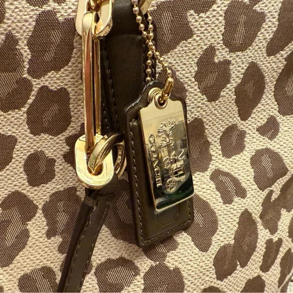 Coach light chestnut jaguar print canvas tote. NWT.
