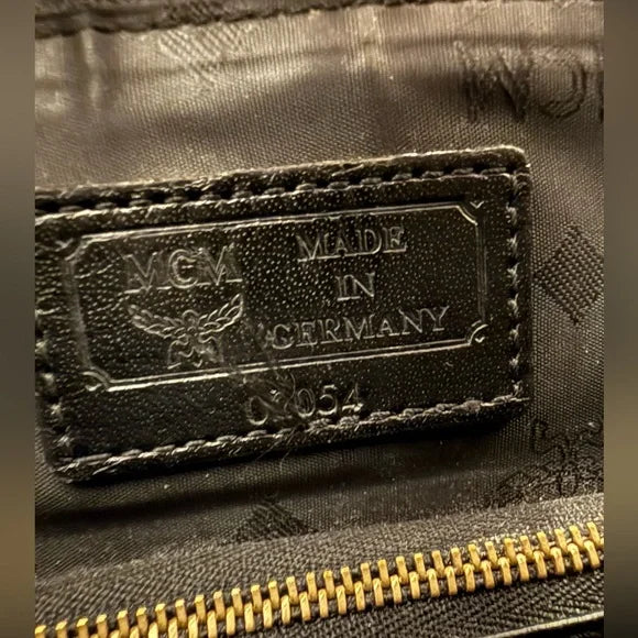 Mcm nylon/leather black vintage visetos shoulder bag.