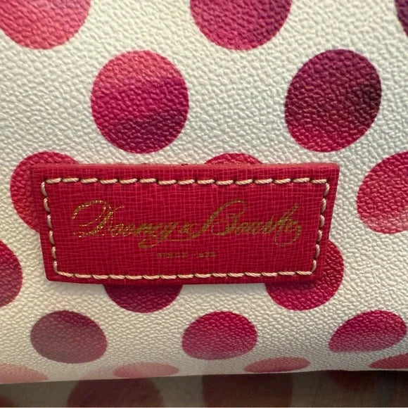 Dooney and Bourke Hot Pink Polka Dot Leather Tote Excellent Condition.