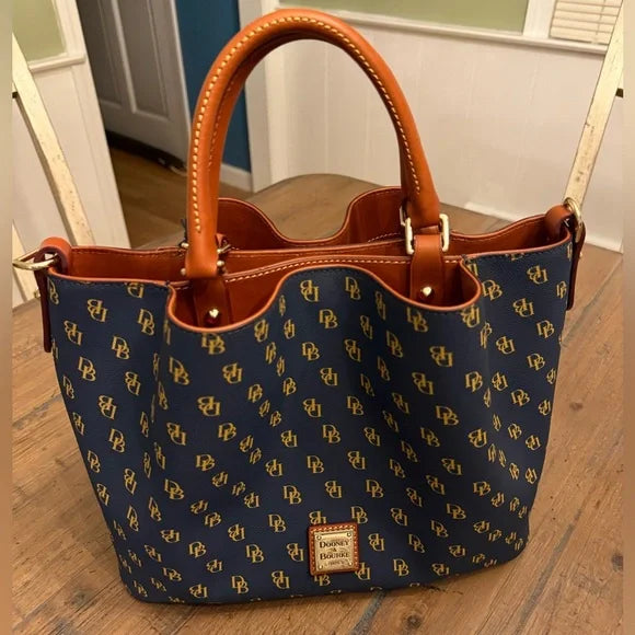 Dooney & Bourke Navy Gretta Bourke Water Repellent Coated Fabric Satchel. NWT