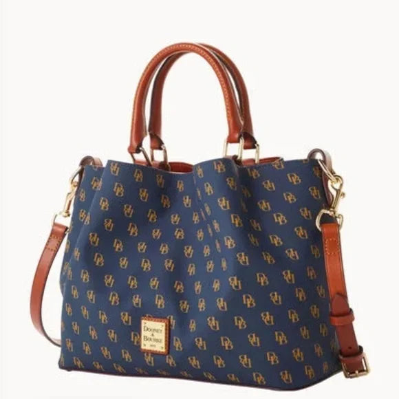 Dooney & Bourke Navy Gretta Bourke Water Repellent Coated Fabric Satchel. NWT